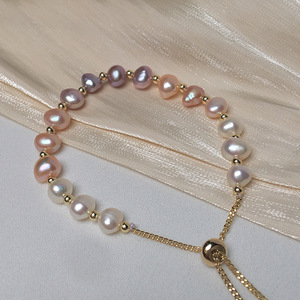 <span class=keywords><strong>Pulsera</strong></span> de <span class=keywords><strong>Perlas</strong></span> Naturales de Agua Dulce, Estilo Barroco Geométrico, Chapada en Oro de 18k, Ajustable, Simple y Elegante - Product Image 5