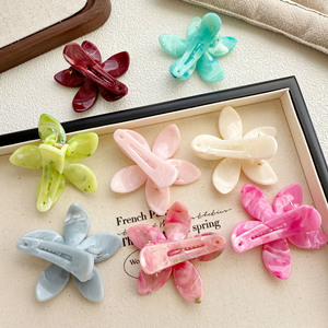 Molletta da donna alla moda in marmo a fiori Plumeria a becco d'anatra media semi-legata estensione per capelli Bauhinia lato frangia accessorio per capelli - Product Image 2