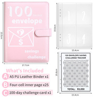 Nouvel arrivage de classeur de haute qualité planificateur budgétaire à feuilles mobiles avec enveloppes Journal 100 défi d'enveloppe pour économiser de l'argent