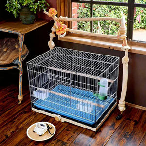 Büyük uzay katlanabilir demir tel kuş kafesi su kutusu Metal Parakeet küçük papağan kuşlar yetiştiriciliği demir kafes tepsi plastik tepsi palet - Product Image 1