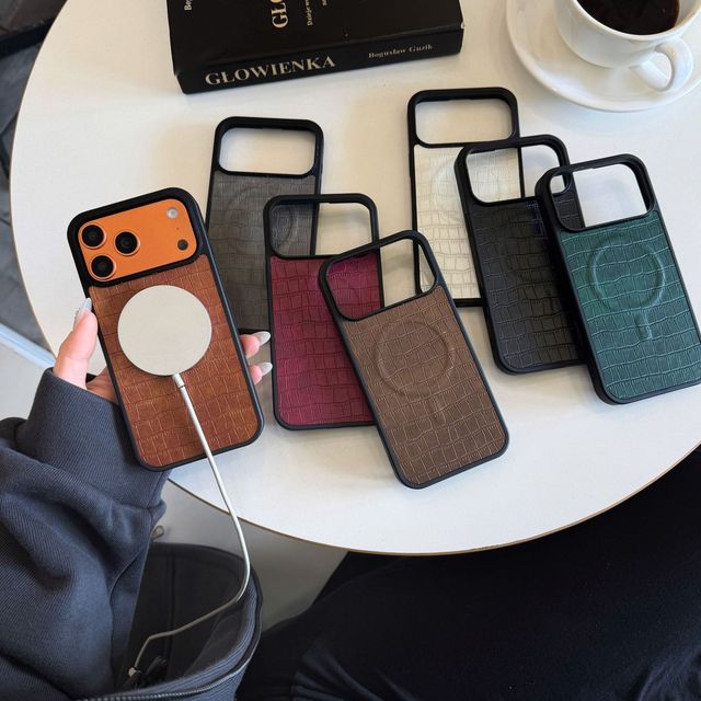 Crocodile Texture PU Leather Magnetic Retro Style Mobile Phone Case for iPhone 18 17 16 15 14 Pro Max