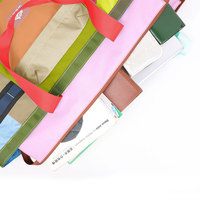 Tas Tote Tahan Lama dengan Motif Patchwork Warna-warni, Tas Penyimpanan Serbaguna dari Bahan Daur Ulang untuk Penggunaan Sehari-hari dan Aktivitas Luar Ruangan