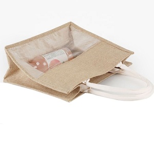 Bolsa de Almuerzo Casual para Mujer, Personalizada, para Regalos, Damas de Honor, Cumpleaños, Ecológica, con Cierre Abierto, con Ventana, de Yute Reciclado Transparente - Product Image 4