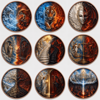 Pièces de monnaie en cuivre à haute relief 5 oz .999 Cuivre pur Pièce ronde Chien de chasse Impression UV colorée Pièces de monnaie en cuivre