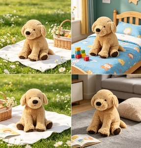 Peluche Morbido e Soffice di Labrador Retriever, Cucciolo Realistico Sdraiato, Cuscino per Bambini, Decorazione per la Casa, Regalo di Compleanno - Product Image 5