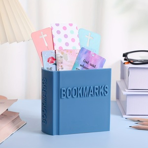 Book Shape <b>Bookmarks</b> Storage Box Plastic Desktop Stationery Organizer Reading Card Holder Desk Office Book Mark Container - Product Image 1