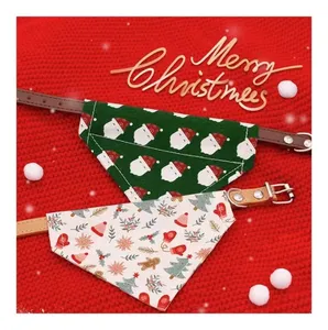 Новые модные рождественские банданы, ошейник для собак и кошек, треугольные нагрудники, шарф, ошейник с рисунком Санта Клауса