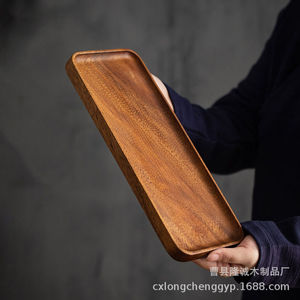 Wooden <b>Tray</b> Rectangular <b>Tea</b> And Snack Plate Solid Wood Minimalist Home Use For Hotel Coffee <b>Tea</b> Storage - Product Image 2