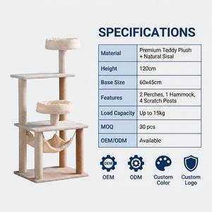 Arbre à <span class=keywords><strong>chat</strong></span> en bois robuste avec nid en peluche de luxe et poteau à gratter en sisal, mobilier multi-niveaux pour chats de petite et moyenne taille - Product Image 5