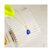 Collana da Donna in Argento Sterling 925 con Cristallo Bianco Naturale e Lapislazzuli, Design Irregolare, Catena per Clavicola alla Moda