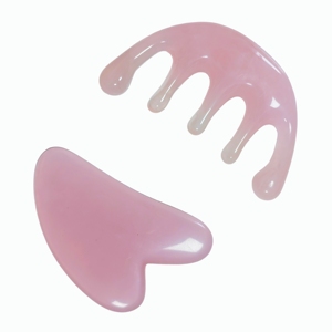 Set de 2 Piezas: Peine de Resina para Masaje del Cuero Cabelludo y Tabla Gua Sha Irregular, Herramientas de Belleza y Cuidado de la Piel - Product Image 3