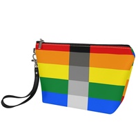 Pochette de maquillage personnalisée en PU Homoflexible Gay Rainbow avec anse pour les voyages, le rangement de cosmétiques dans la salle de bain et la vente en gros
