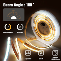 Bande lumineuse LED COB IC adressable flexible double blanc 2800K-6500K WS2811 SPI 10mm de large, pour hôtel, DC 24V, découpable