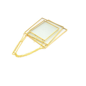 Photo à fleurs pressées vintage en métal double <span class=keywords><strong>laiton</strong></span>, <span class=keywords><strong>cadre</strong></span> en verre doré, transparent - Product Image 6