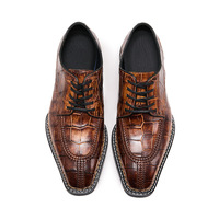 Chaussures Derby en cuir tissées BV, couleur noire peinte à la main sur la semelle, style rétro business