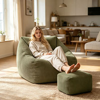 Housse de pouf moderne en velours côtelé (sans rembourrage) – Grand rangement confortable pour peluches, pour adultes et enfants