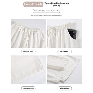 <span class=keywords><strong>Pantaloni</strong></span> Estivi da <span class=keywords><strong>Donna</strong></span> a Vita Alta in Misto <span class=keywords><strong>Lino</strong></span>, Gamba Larga, Dritti, Casual, Lunghi, con Inserti, Nuovo Stile 2026, Sottili e Drappeggiati - Product Image 4