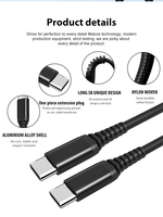 Tipo-c a tipo-c USB 2,0 tipo C cable de carga rápida PD60W 3A Transmisión DE DATOS 480Mbps 0,5 M 1M 2M 3M Cable USB
