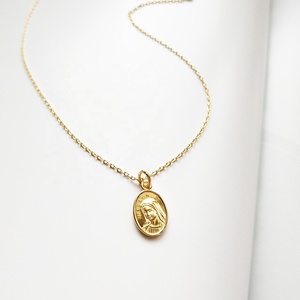 Isunni joyería religiosa S925 Oval de plata de ley en forma de Nuestra Señora Virgen María colgante collar - Product Image 1