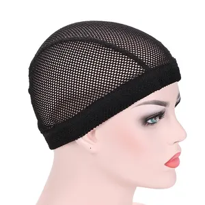 Topi Wig Lubang Besar Jaring Topi Wig Topi Dome Hitam Lubang Besar untuk Membuat Wig dengan Pita Gelombang Topi Elastis Besar 1 Buah