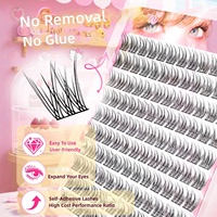 Faux cils synthétiques faits main, style queue de poisson, sans tige, mignons, naturels, réalistes, style idole, sans colle, individuels