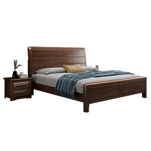 Solid Wood 1.8m Storage Bed Walnut Color Modern Minimalist Bedroom Furniture With <b>Drawers</b> For Adults And Elderly - Product Image 4