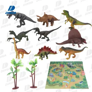 Игрушечная Фигурка динозавра с игровым ковриком и деревьями, развивающий реалистичный игровой набор динозавров для создания мира динозавров