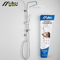 Ensemble de douche à main en plastique ABS avec garantie de 2 ans, buse en silicone, colonne de douche en acier inoxydable brossé sans robinet, salle de bain