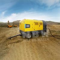 Compresseur d'air à vis diesel lubrifié de haute qualité XAS88 5m3/min 7bar Moteur Kubota Pompe à roulement pour forage de roche