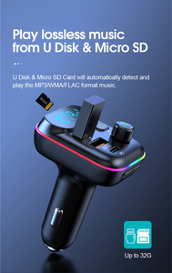 Bộ Điều Chế Fm Không Dây Rảnh Tay Phát Nhạc Âm Thanh Nổi Cho Xe Hơi Tiện Dụng T70 Máy Phát Mp3 Từ Điện Thoại/Thẻ TF/Đĩa Flash Usb - Product Image 4