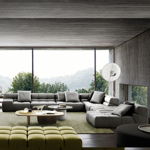 Italian modern versatile combination leather sofa Modular combination corner fabric sofa can be customized with pedal