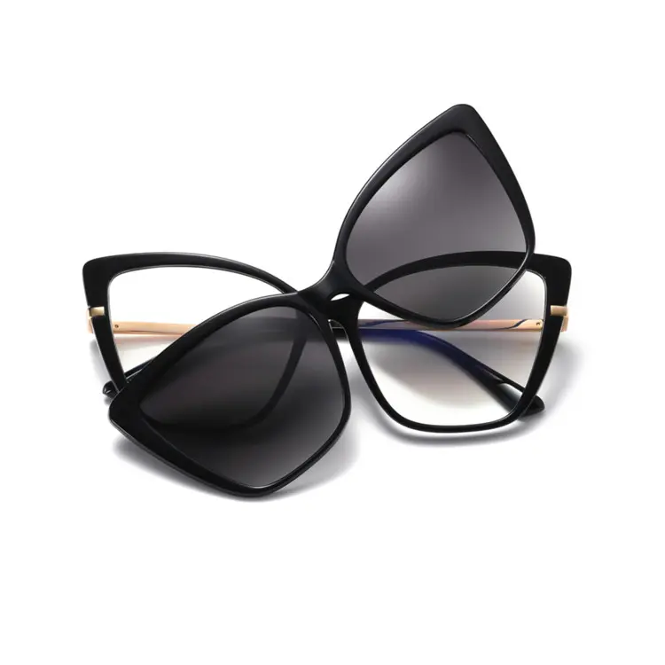 Tr90 óculos de borboleta 2 em 1, cores mistas, luz azul, bloqueio de lentes magnéticas polarizadas, armação magnética mata