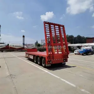 Advanced design Low bed semi-trailer 13 meters 3/4 axis Fuhua Bwp 40FT low bed frame low platform truck trailer
