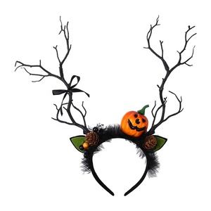2025 Halloween corne de cerf <span class=keywords><strong>neige</strong></span> bandeau filles citrouille horreur effrayant bandeau de cheveux filles enfants alliage tissu léger cheveux - Product Image 1