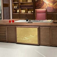 LBZ-332X Bureau de direction haut de gamme en bois massif, grand bureau en L personnalisable, style chinois moderne, nord-américain