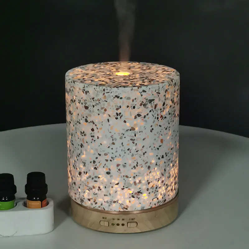 Usine de vente en gros Terrazzo bois diffuseur d'arôme pierre diffuseur ultrasonique Terrazzo huile essentielle diffuseur