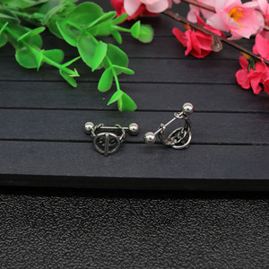 yunnique Stud <b>Earrings</b> Geometric Lock Design Tibetan Silver Titanium Steel Ear <b>Post</b> For Men Women Fashion Jewelry - Product Image 3
