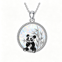 Collier avec pendentif en opale de feu blanche Panda mignon