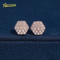 Boucles d'oreilles clous en argent sterling 925 avec moissanite, design inversé, bijoux étincelants, cadeau hip-hop, pour usage quotidien et soirées