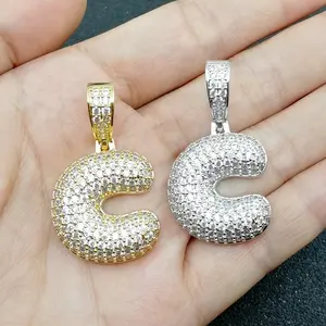 Colar banhado a ouro 18k, joia de alta qualidade, zircônia cúbica, pingente de diamante personalizado, letras iniciais, colar, joias hip hop