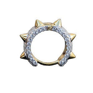 <span class=keywords><strong>Boucles</strong></span> <span class=keywords><strong>d</strong></span>'<span class=keywords><strong>oreilles</strong></span> créoles huggie à pointes hip-hop pour hommes, entièrement serties de CZ, en argent sterling 925, bicolores - Product Image 1