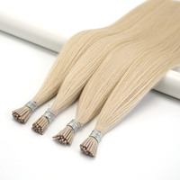 Blond platine double drawn # Extensions de cheveux naturels I-Tip, 60 unités, sans perte, adhérence forte, cheveux vierges Remy