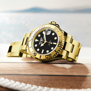 นาฬิกาข้อมือผู้ชาย PINDU Classic Full Gold ระบบออโตเมติก คุณภาพสูง ดีไซน์หรู พร้อมเข็มเรืองแสง ขอบหน้าปัดหมุนได้ กันน้ำ ตัวเรือนสแตนเลส - Product Image 5
