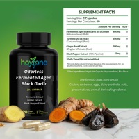 Capsules d'extrait de gingembre noir fermenté et vieilli 20:1, curcuma et poivre noir, marque privée OEM, pour le soutien quotidien de la bien-être