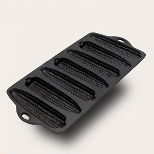 <span class=keywords><strong>DEBIEN</strong></span> Plaque de cuisson en fonte pré-cuivré à 7 empreintes rectangulaires, en tôle d'acier épaissie de 1,5 mm, pour bâtonnets de pain de maïs et pain - Product Image 6