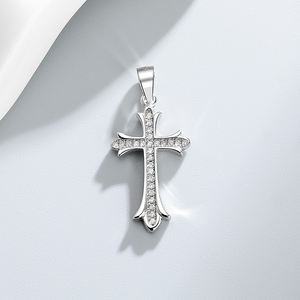 남여 공용 925 스털링 실버 크로스 펜던트 목걸이 빈티지 골드-큐빅 지르코니아 종교 힙합 여름 패션 남성용 선물 - Product Image 4
