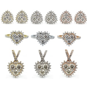 Bijoux fins, boucles d'oreilles classiques en or blanc massif 18 carats avec diamants naturels en forme de cœur, pour femmes, cadeau d'anniversaire de mariage - Product Image 4
