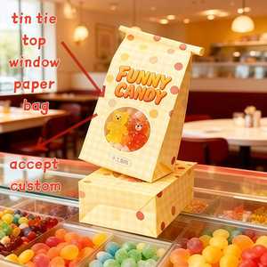 Sac d'emballage personnalisé pour bonbons, biscuits et chocolats – Pochette de rangement jaune à pois et carreaux pour friandises, idéale pour confiserie ou cadeaux de fête pour enfants - Product Image 3