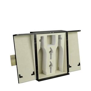 กล่องไม้ทรงกระบอก MDF สำหรับบรรจุไวน์แบบสองขวด โครงสร้างประตูเอียงสีดำด้าน ผลิตด้วยมือ รุ่น DSW-1012 ปรับแต่งได้ - Product Image 4