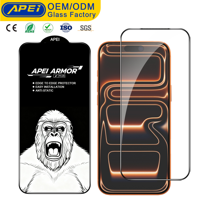 2026 New Design 9H Clear ESD Big Curved Edge King Kong Gorilla Tempered Glass Screen Protector for Iphone Infinix Tecno Samsung